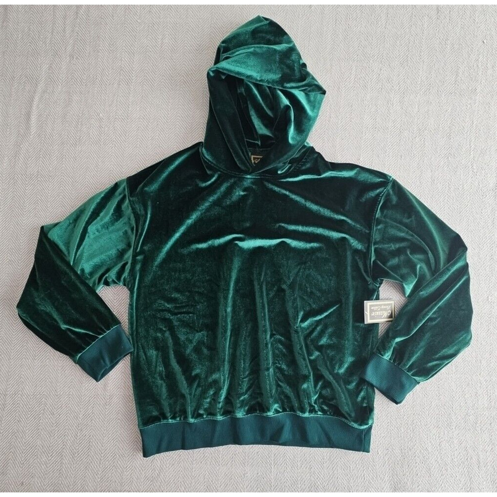 Massive Luxury Edition Velvet Hoodie Women's Size Medium Green Mob Wife Core Y2K